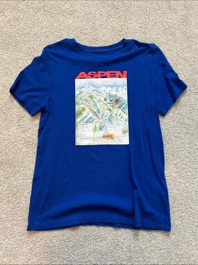 J.Crew Aspen Graphic Royal Blue Graphic Tee NWT Size Small